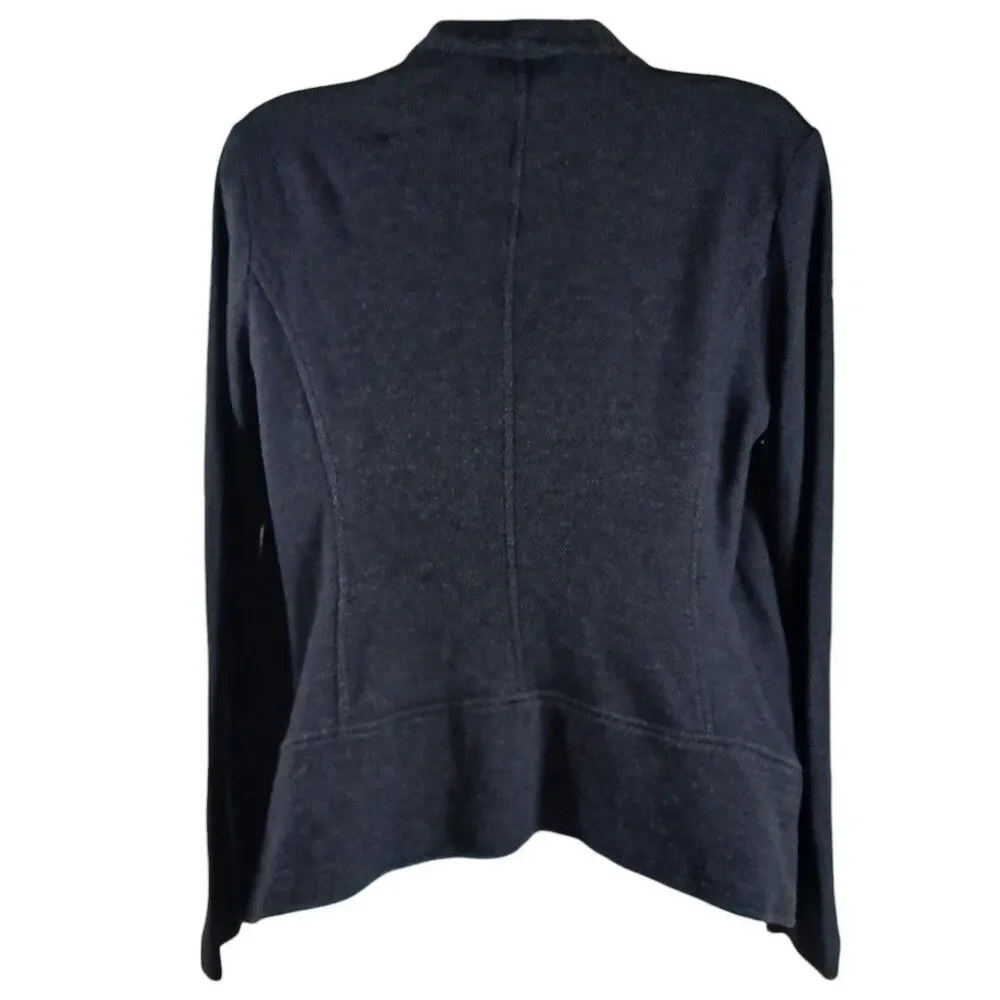 Eileen Fisher M Charcoal Open Blazer Textured Lightweight Capsule Minimalist